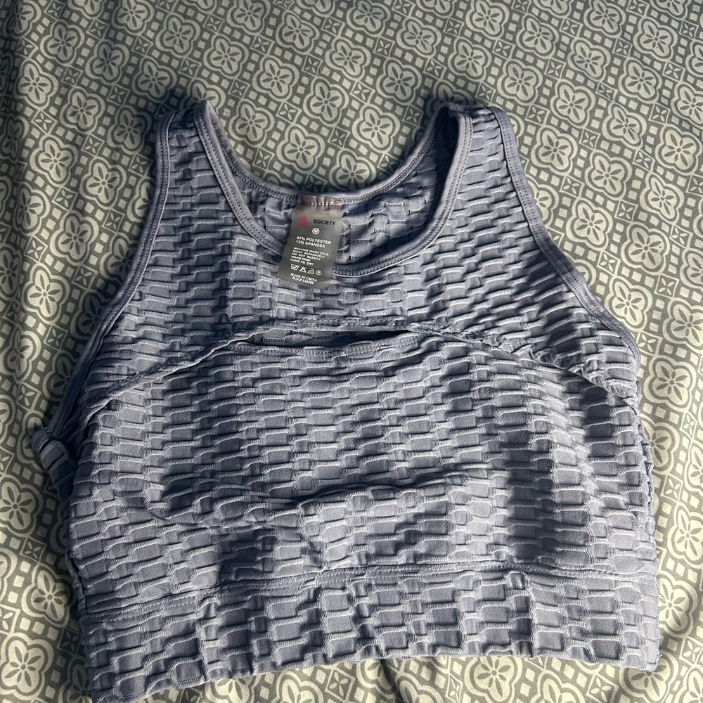 Women's Textured Blue Crop Top / sports bra